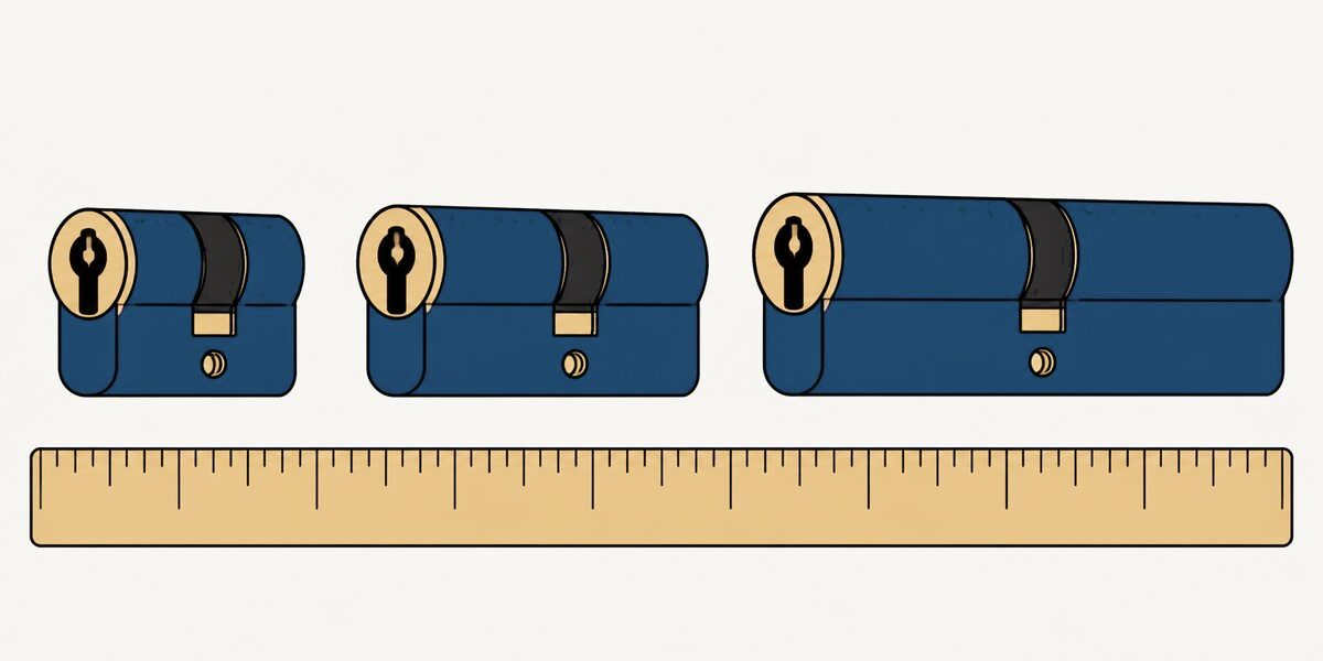 Trois cylindres de longueurs différentes alignés au-dessus d'une règle graduée