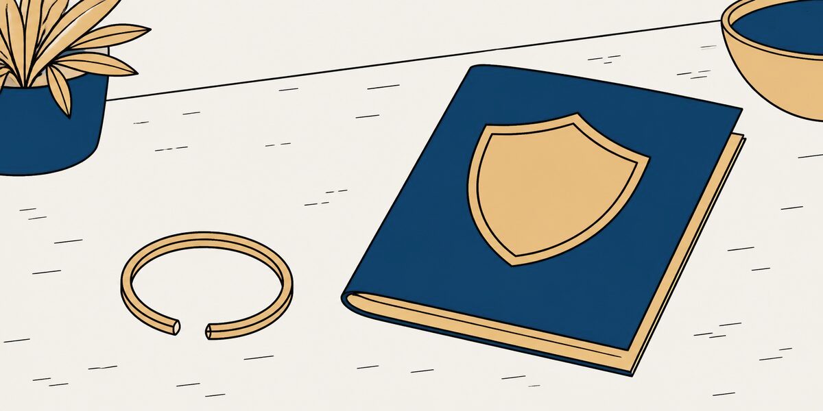 Un anneau porte-clés vide posé près d'un livret de contrat